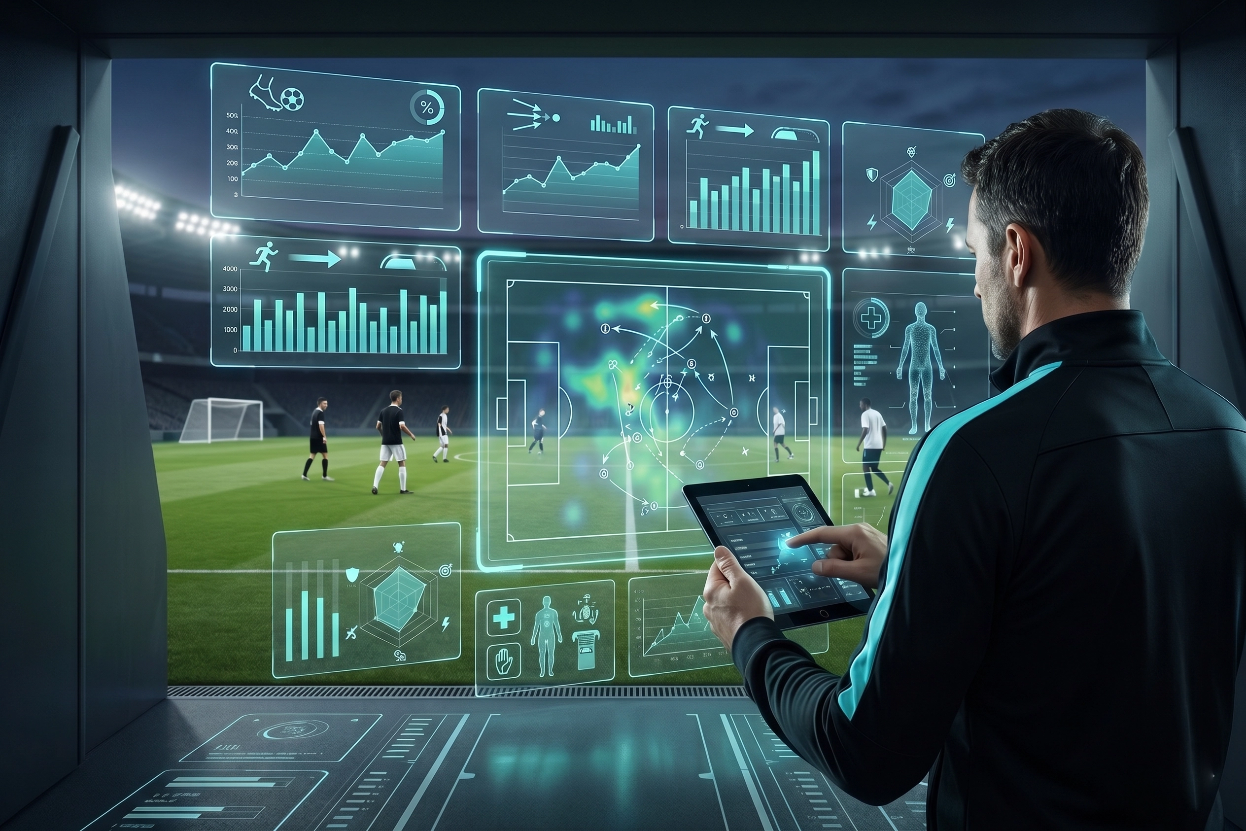 Panel de control de analítica en el fútbol para dirección deportiva